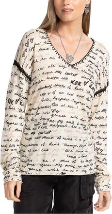 Johnny Was Johhny Was The V-Neck Whipstitch Silk Pullover