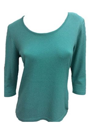 Angel 3/4 Scoop Neck Top In Aqua