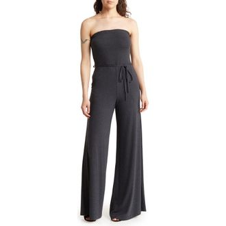 Go Couture Strapless Tube Jumpsuit in Charcoal at Nordstrom Rack, Size Large