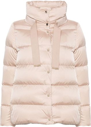 Herno logo-plaque puffer jacket - women - Goose Down/Polyester/Polyamide/Feather - 46 - Neutrals