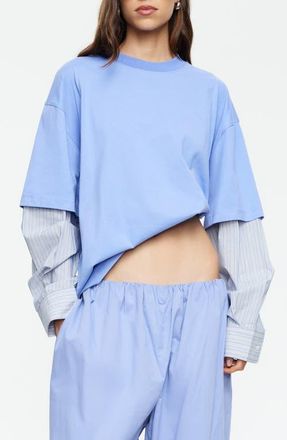 Lioness Layered Look Oversize T-Shirt in Persian Jewel at Nordstrom, Size X-Small