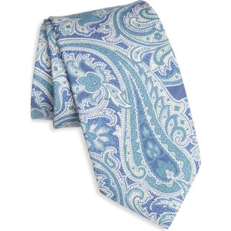 David Donahue Paisley Silk Tie in Petrol at Nordstrom Rack