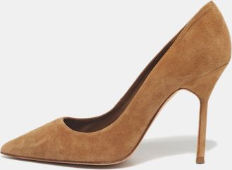 Carolina Herrera Brown Suede Pointed Toe Pumps