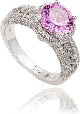 Suzy Levian Sterling Silver Round-Cut Blue Sapphire & Diamond Accent Ring