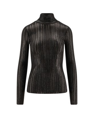 Elisabetta Franchi Metallic Fabric Turtleneck Sweater