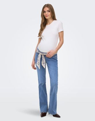 Only ONLY Maternity - Jeans a zampa in denim azzurro-Blu