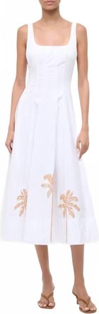 Staud Wells Dress In White Embroidery