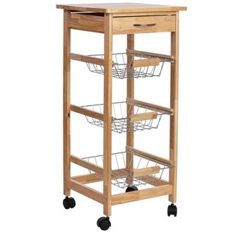 Wanderlust Deco Carro de cocina de madera37x37x81.5h cm marr&oacute;n