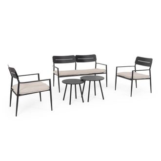 Konte Design Conjunto de sal&oacute;n con sillones, sof&aacute; y mesitas