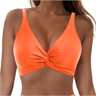 Generic Womens Bikini Top Plain Printed Bandeau Top Non-Wired Bikini Tops Strapless Swimwear Swimsuit Bathing Push Up Triangle Halterneck Sexy Bra Beach Party