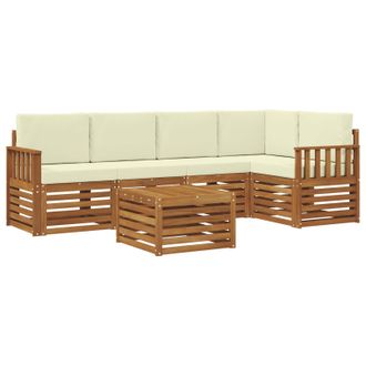 vidaXL Conjunto De Sof&aacute; Seccional Con Coj&iacute;n 6 Pcs Natural Y Crema Vidaxl