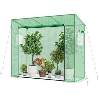Costway Costway - Invernadero Exterior, Mini Invernadero Port&aacute;til Para Jard&iacute;n Con Cubierta De Pe, Marco De Metal, Puerta Enrollable Con Cremallera, Ventanas C