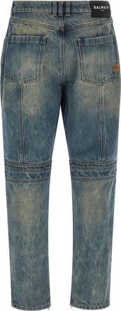 Balmain Mens Blue Cotton Straight-Leg Jeans Clothing