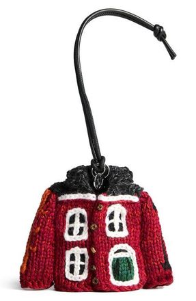 J.W.Anderson House Cardigan Wool & Cotton Bag Charm in Dark Brown at Nordstrom