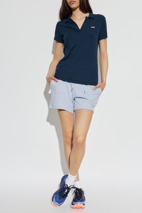 Emporio Armani Ribbed Polo, Womens, Navy Blue