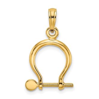 Diamond2Deal 14k Gold 3-D Small Shackle Link with Moveable Screw Charm Pendant