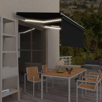Berkfield Home Manual Retractable Awning with Blind&LED 3x2.5m Anthracite in Black