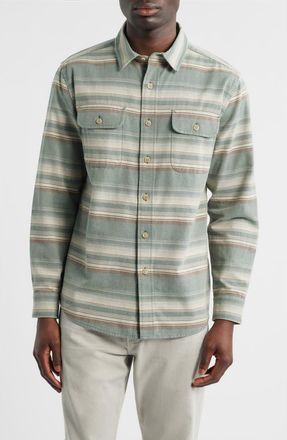 Pendleton Beach Shack Stripe Brushed Cotton Button-Up Shirt in Teal Stripe at Nordstrom, Size Xx-Large