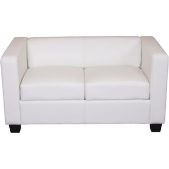 Hhg [NON UTILIZZATO] Divano sofa 2 posti lounge moderno elegante serie Lille M65 75x137x70cm ecopelle bianco