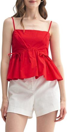 All in Favor Front Bows Smocked Peplum Top in Red at Nordstrom, Size X-Large