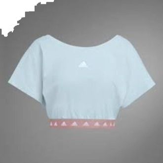 adidas (WMNS) adidas Hyperglam Cropped Cotton T-Shirt Asia Sizing Blue HZ9666