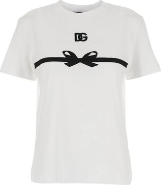Dolce & Gabbana Womens Jersey T-shirt With Embroidery - White Cotton - Size EU 36 (Womens)