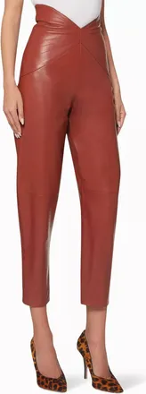 The Attico Butterfly Leather Pants In Red