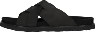 Stefano Lauran 26003 Slippers - Heren - Sandalen - Zwart - 47 EU - Leer - Schoenen