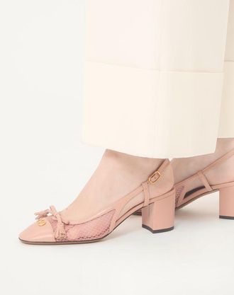 Valentino Garavani D&eacute;collet&eacute; Slingback Valet Du Roi In Rete E Capretto 60Mm Donna ROSA 35.5