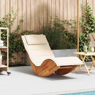 vidaXL Vidaxl - Tumbona Mecedora Con Coj&iacute;n De Madera Maciza De Acacia