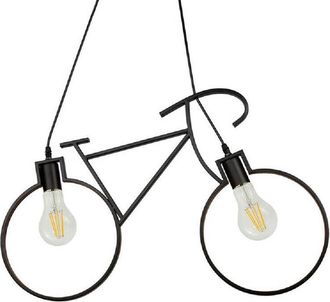 Trade Shop Trade Shop Traesio - Trade Shop - Lampadario A Sospensione E27 Da Soffitto A Forma Di Bicicletta Lampada Bici A10 - Negro