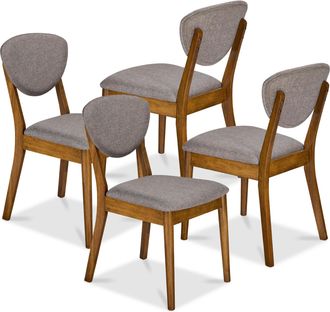 Best Choice Products Set of 4 Wooden Dining Chairs, Wood Modern Farmhouse Upholstered Chairs