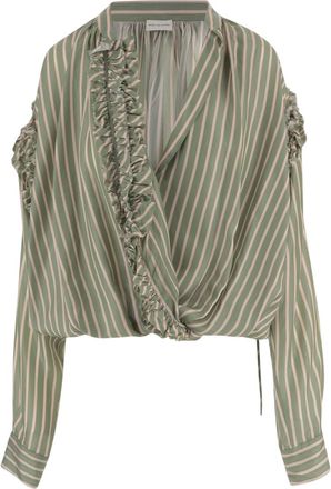 Dries Van Noten Green Relaxed Stripes Shirt