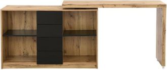 VENTE-UNIQUE.COM Escritorio tradicional efecto madera negro, color natural claro