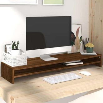 vidaXL Soporte Monitor Madera Contrachapada Roble Marr&oacute;n 100x24x13 Cm Vidaxl