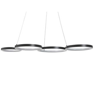 Beliani L&aacute;mpara De Techo Led De Metal Negro Aluminio 4 Anillos Glamour Moderno Pibor