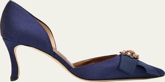 Manolo Blahnik 70mm Apidosa Embellished Satin Bow Pumps