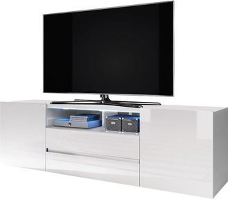 Selsey Selsey Bros - Mueble para TV - blanco mate / blanco brillo - con iluminación LED - moderno