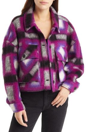 Blank NYC Plaid Crop Wool Blend Shacket in Luck Finder at Nordstrom, Size Large
