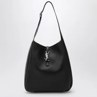 Saint Laurent Large Le 5 &agrave; 7 bag in hammered calfskin, black
