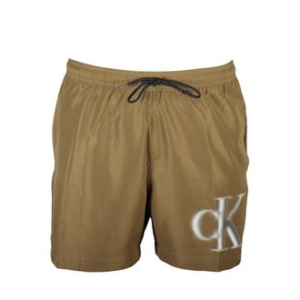 Calvin Klein Mens Swim Trunks Logo Detail - Brown - Size X-Large
