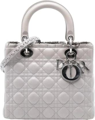 Dior Pre-owned Handbags, female, Gray, Size: ONE SIZE Pre-owned Vintage Leather Handbag