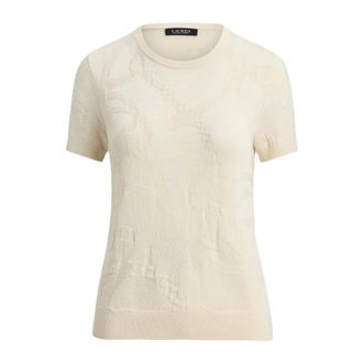 Ralph Lauren Round-neck Knitwear, female, Beige, Size: XS Eyelah Short Sleeve Pullover