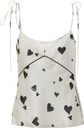 Marni White Printed Scoop Neck Top