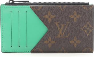 Louis Vuitton Brown Green Leather Pvc Coin Purse/Coin Case (Pre-Owned)