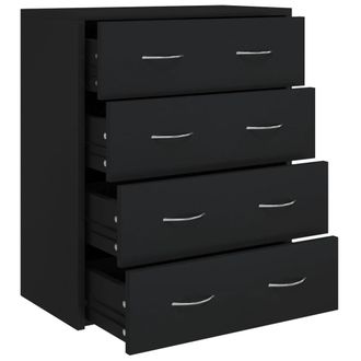 vidaXL Aparador Con 4 Cajones Negro 60x30,5x71 Cm Vidaxl