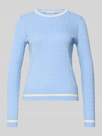 Christian Berg Strickpullover mit gerippten Abschl&uuml;ssen in Bleu, Gr&ouml;&szlig;e XXL