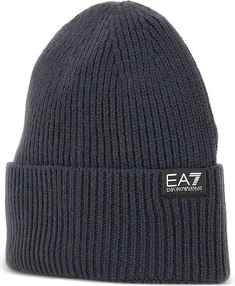 Emporio Armani ribbed logo beanie hat - unisex - Acrylic/Wool - S - Grey