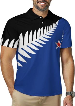 Generic New Zealand New Flag Mens Golf Polo Shirt Quick Dry T-Shirts Tennis Tops Short Sleeve