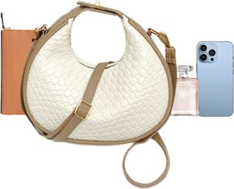 Generic Womens Shoulder Work Bag - Fashion Shoulder Bag | Exquisite Present, Crescent Design Shoulder Bag for Women, Girls, Work, Shopping or Travel, White, S